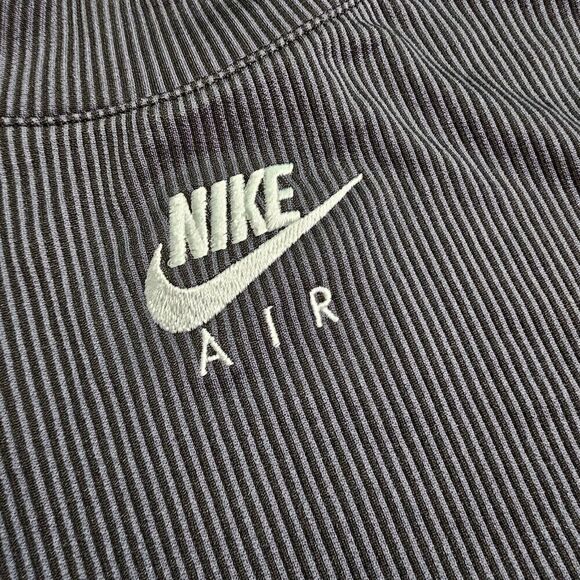 Nike Air Rib Cropped Tank Top Black Grey White Size Large L CZ9341 010 Slim Fit - Picture 11 of 16